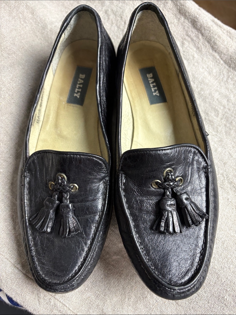Bally leather Loafers black with tassle women’s size 6.5